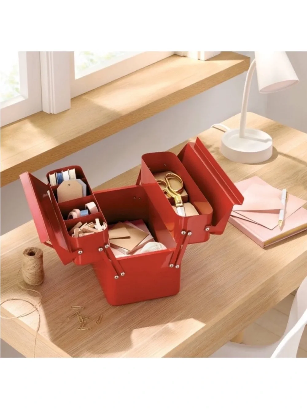 Brightroom Metal Storage Holiday Caddy, Accessory Organizer Red